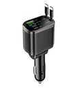 Billaddare 5-i-1 med två infällbara USB-C-kablar och spänningsdisplay