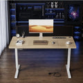 Elektriskt höj- och sänkbart skrivbord 140 × 60 cm – minnesfunktion, USB och eluttag
