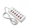 USB-laddstation med 12 portar – USB-A och USB-C PD, 1,2 m kabel, vit