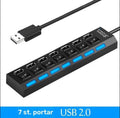 USB-hubb 7 portar med individuella strömbrytare och LED