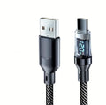 Laddkabel USB-A till USB-C 120W med digital display – 6A, 2 m