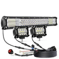 LED-ramp 20" med 2 st 4" LED-ljus – komplett med kabelsats och strömbrytare