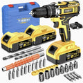 YUNXI borrmaskin och skruvdragare 21V – 2 batterier och tillbehör i väska