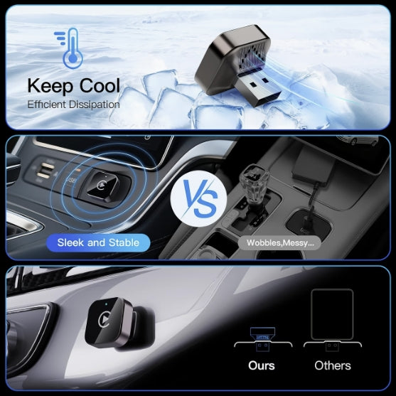 Trådlös CarPlay-adapter för iPhone – Plug & Play, Bluetooth 5.4
