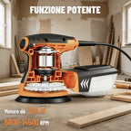 Excenterslip 350W 125 mm – 6 hastigheter med dammbox och 12 slippapper