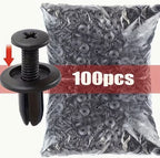 Plastclips till bil 100 st – svarta skruvclips med 15 mm huvud