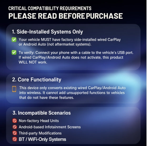 Trådlös CarPlay-adapter för iPhone – Plug & Play, Bluetooth 5.4