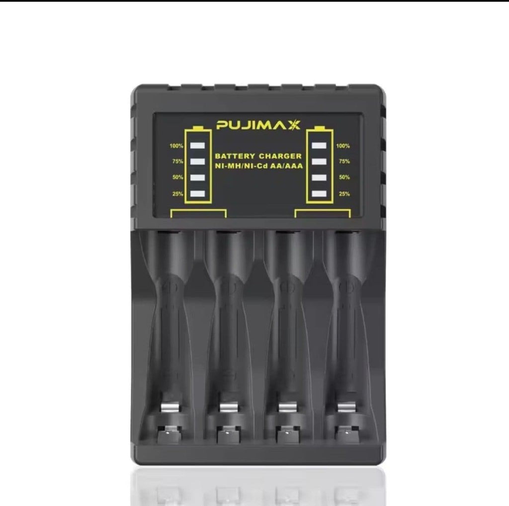 Batteriladdare för AA/AAA med LED-display och USB