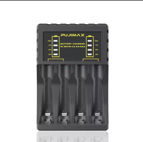 Batteriladdare för AA/AAA med LED-display och USB