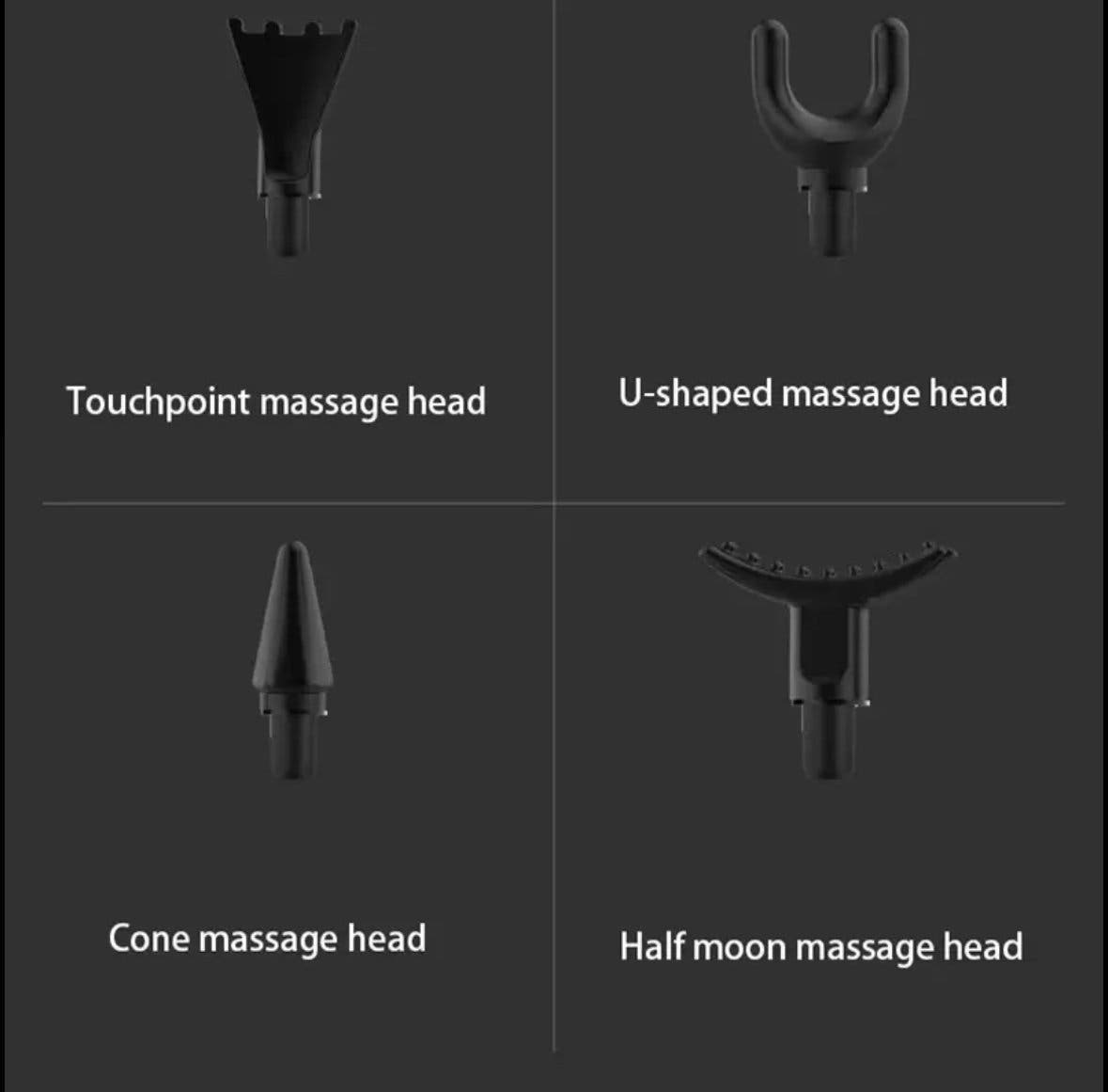 Massagepistol med 8 massagehuvuden och LED-display