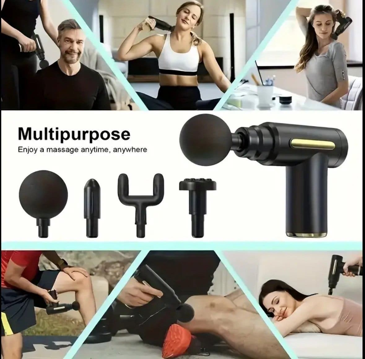 Mini massagepistol med 4 huvuden