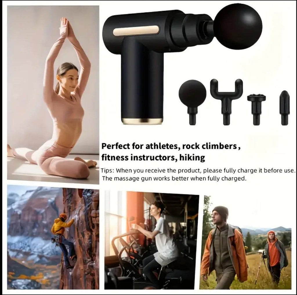 Mini massagepistol med 4 huvuden