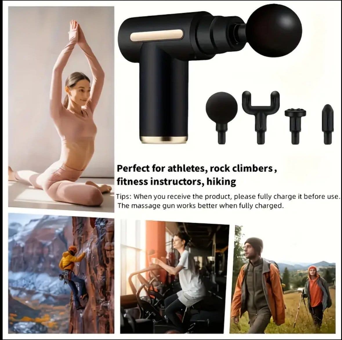 Mini massagepistol med 4 huvuden