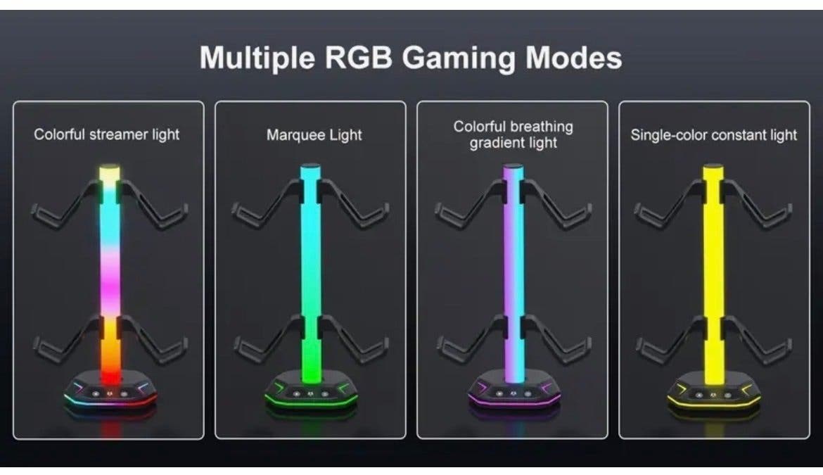 RGB-ställ för spelkontroller och headset med laddning