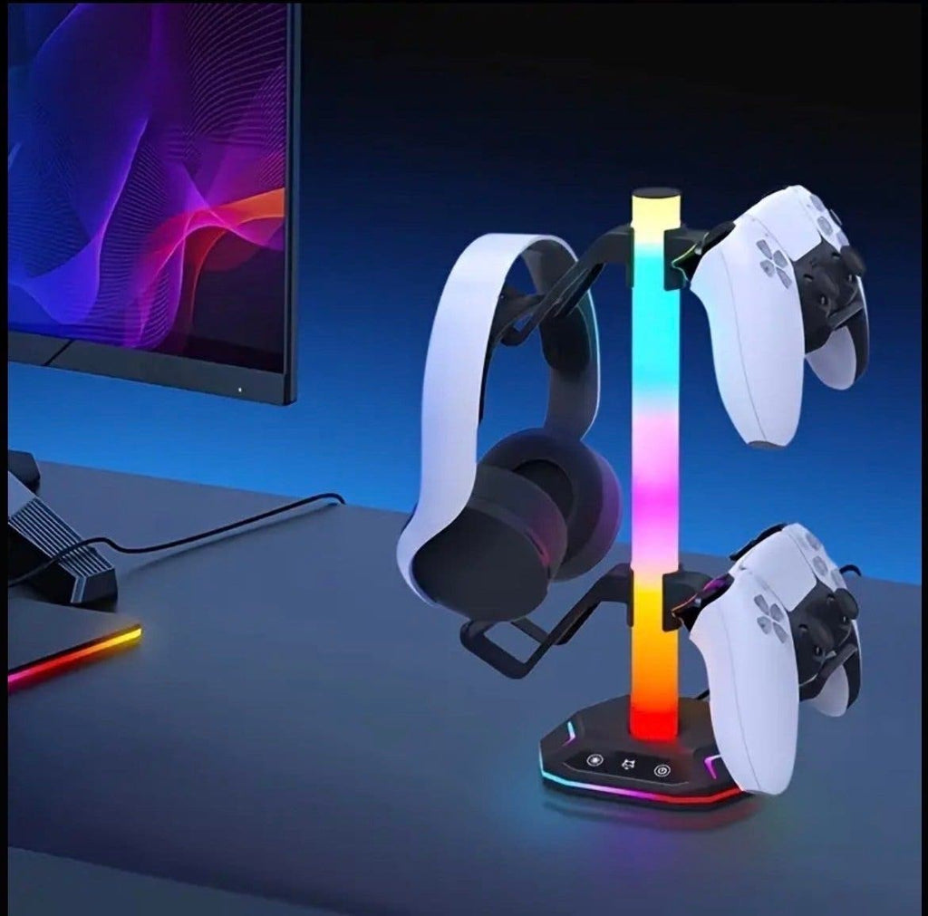 RGB-ställ för spelkontroller och headset med laddning