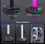 RGB-ställ för spelkontroller och headset med laddning
