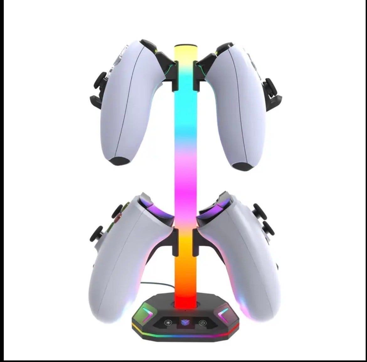 RGB-ställ för spelkontroller och headset med laddning