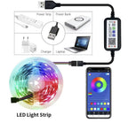 RGB LED-list 5 m med USB, Bluetooth-app och fjärrkontroll