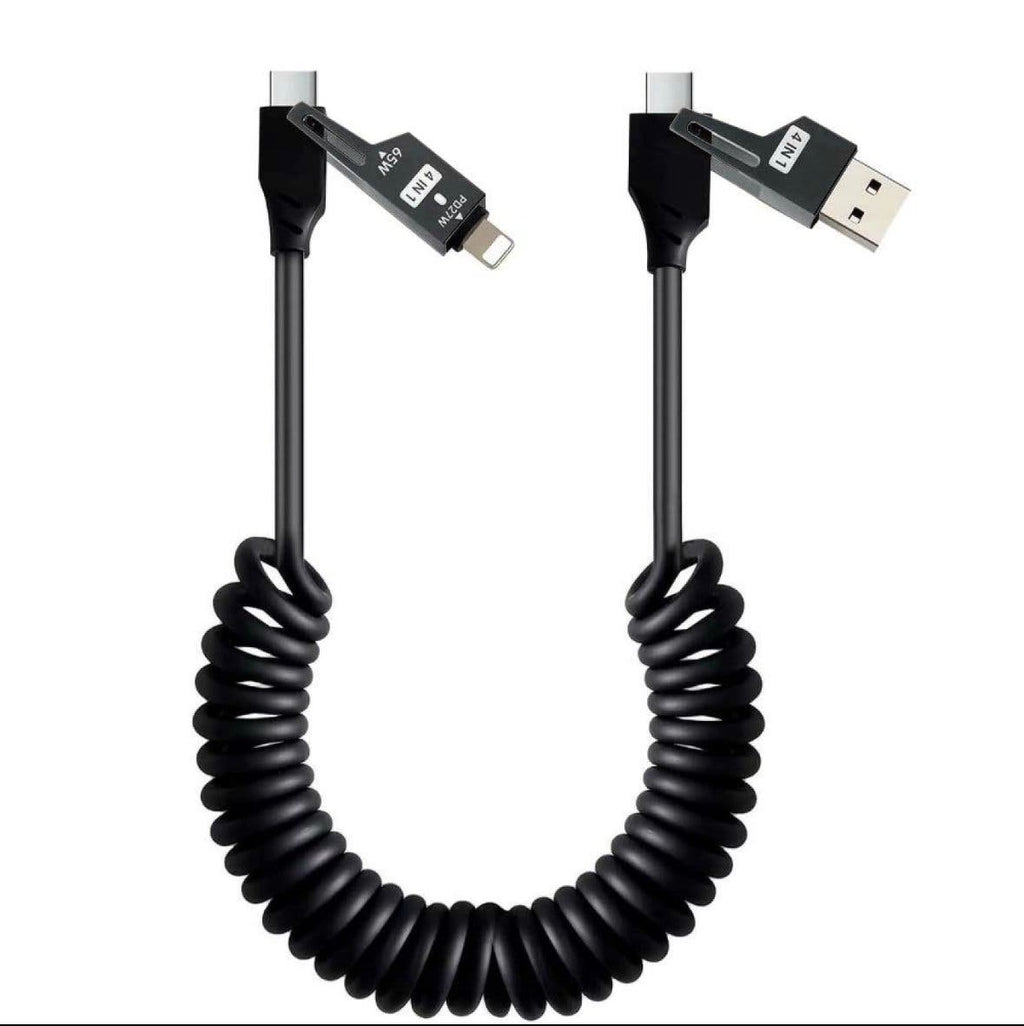 Spiralladdkabel USB-A till USB-C 65W