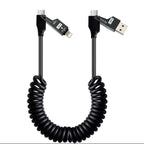 Spiralladdkabel USB-A till USB-C 65W