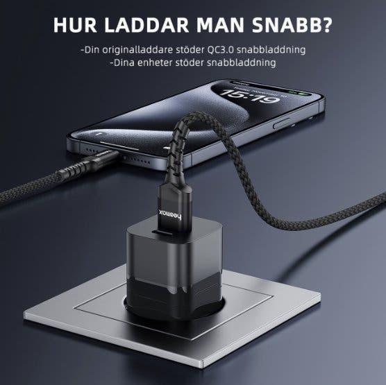 USB-A till USB-C-kabel 3,1A