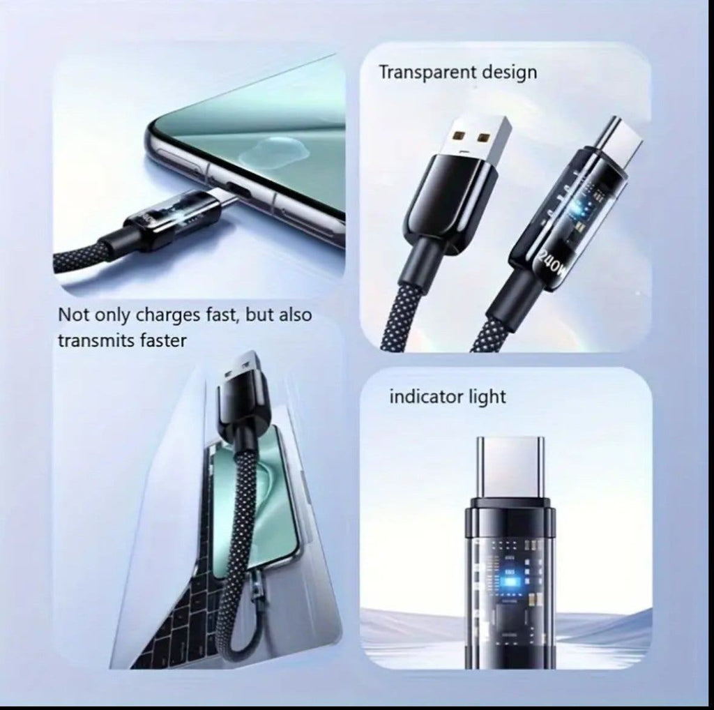 Snabbladdningskabel USB-A till USB-C 240W