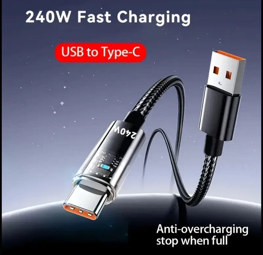 Snabbladdningskabel USB-A till USB-C 240W