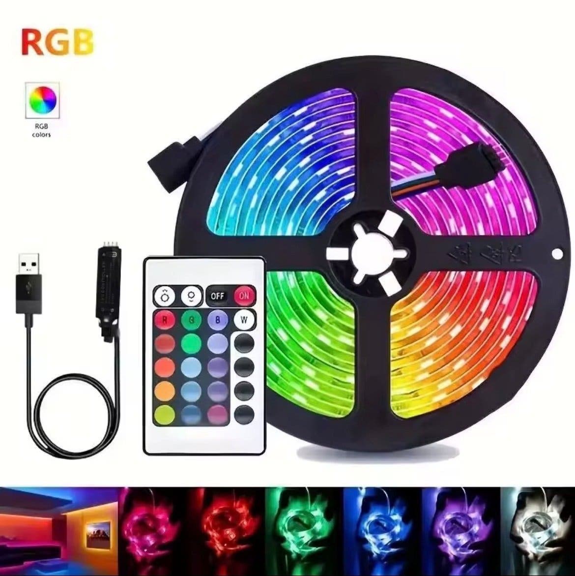 RGB LED-list 10 m med USB och fjärrkontroll