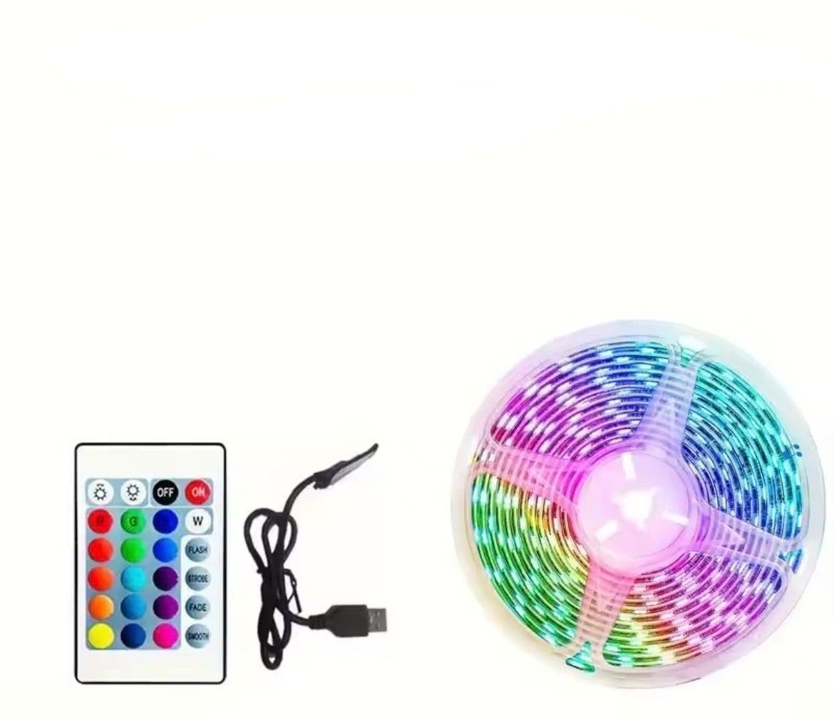 RGB LED-list 10 m med USB och fjärrkontroll