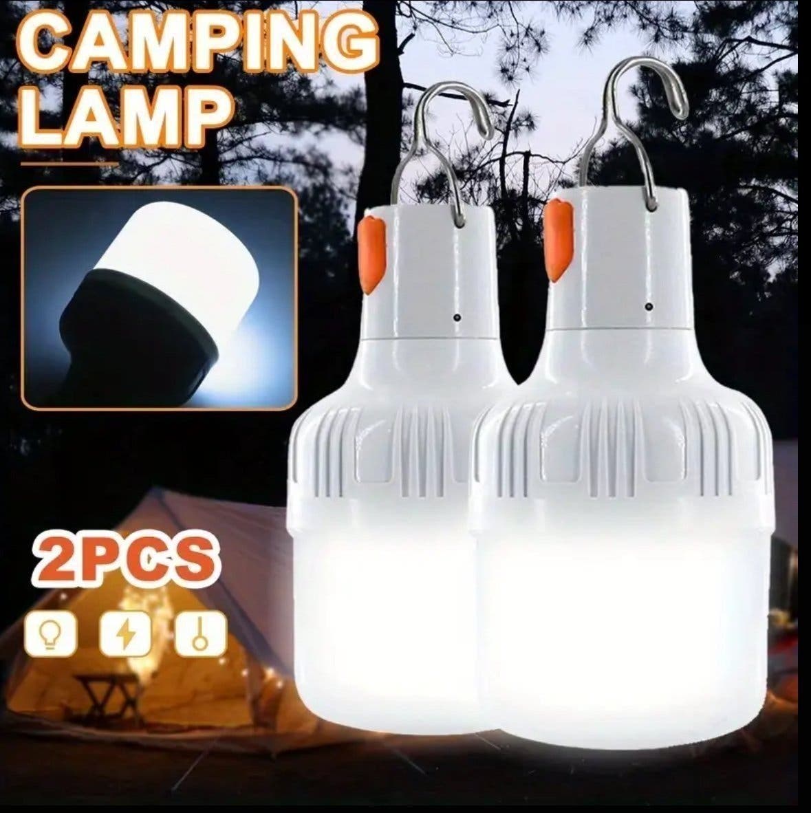 Uppladdningsbar campinglampa med krok