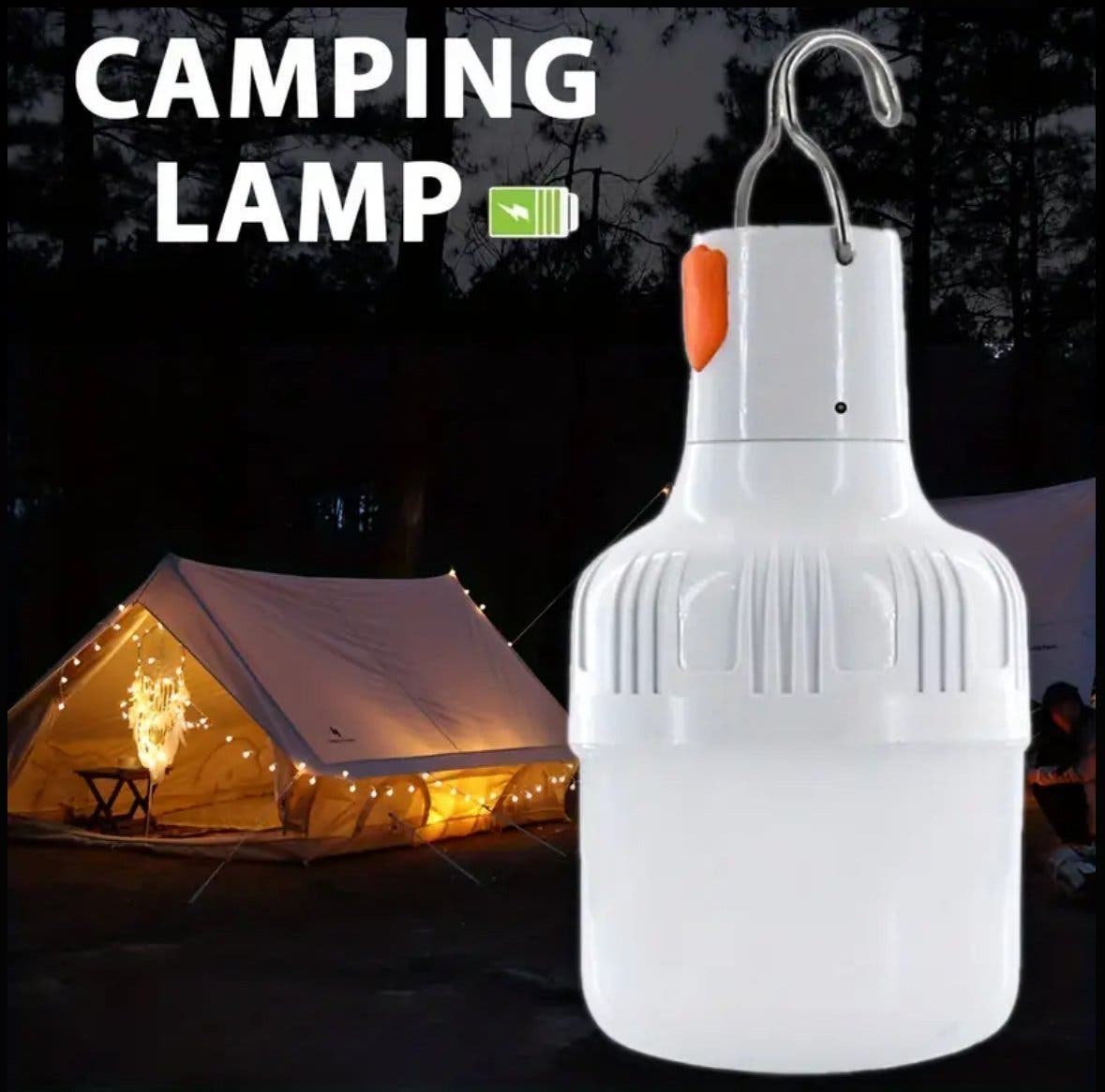 Uppladdningsbar campinglampa med krok