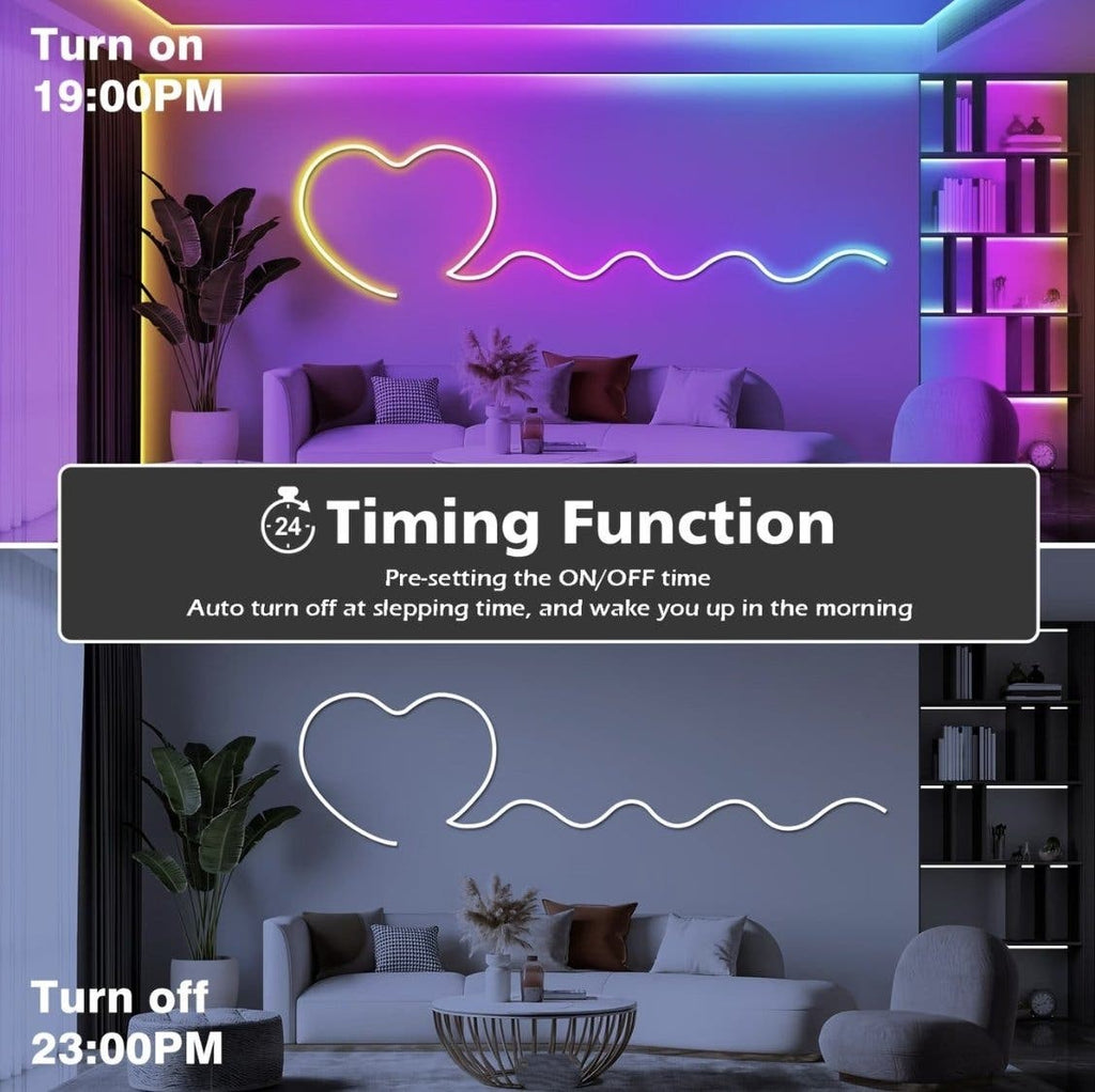 RGB LED Neon Rope 10 m med app och fjärrkontroll