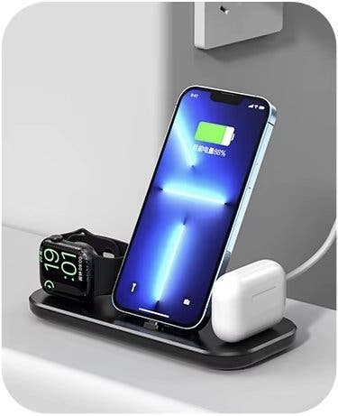 3-i-1 trådlös laddstation för iPhone, Apple Watch och AirPods