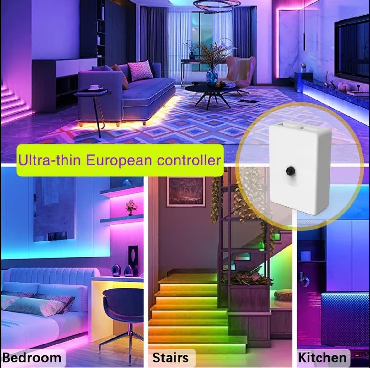 RGB LED-list 20 m med fjärrkontroll och app