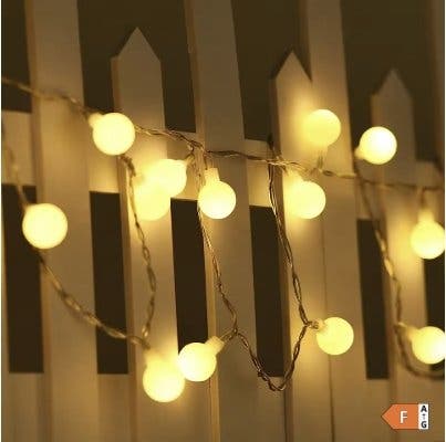 LED-ljusslinga 6 m med 40 runda LED, varmvit