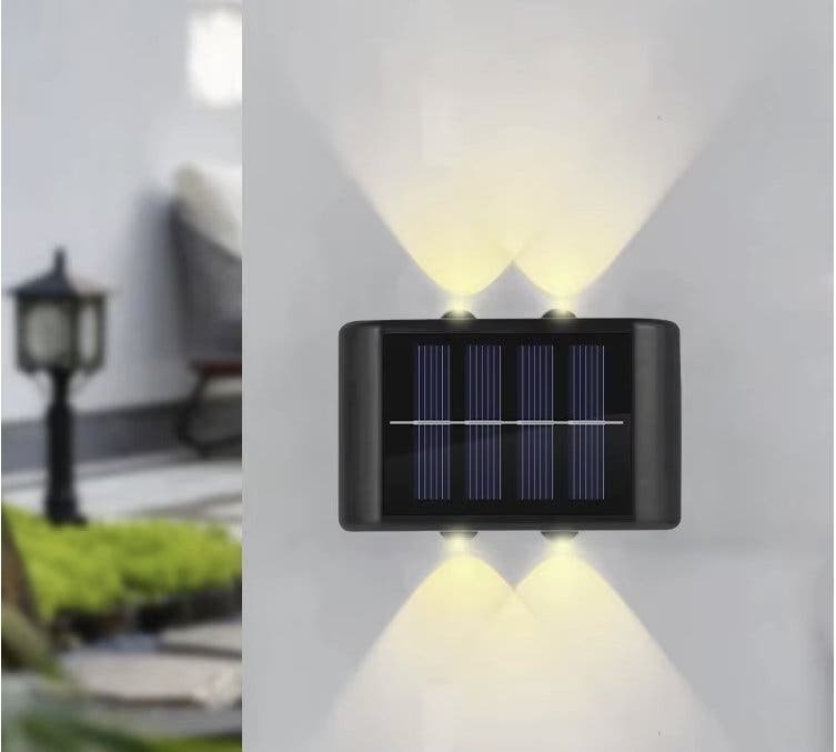 Solcellsdriven vägglampa med 4 LED