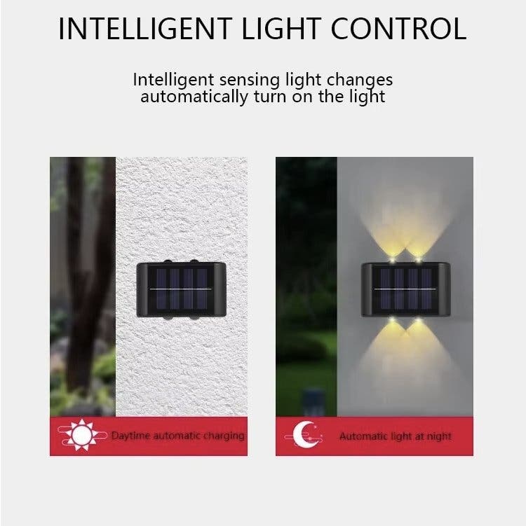 Solcellsdriven vägglampa med 4 LED