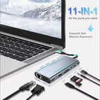 USB-C-hubb 11-i-1 med HDMI 4K, VGA och RJ45