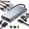 USB-C-hubb 11-i-1 med HDMI 4K, VGA och RJ45