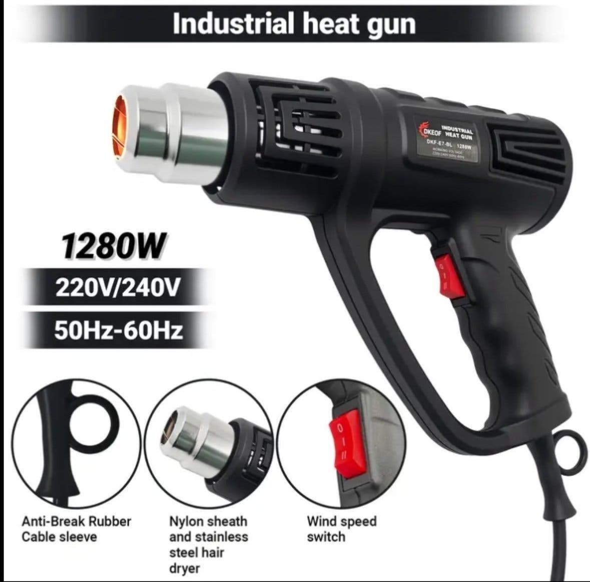 Värmepistol 1280W med 2 värmelägen