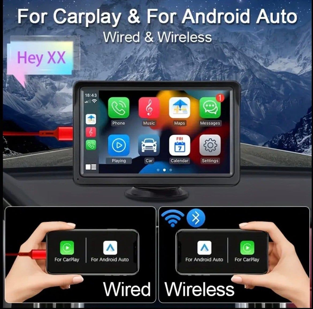 7" bilskärm med CarPlay och Android Auto