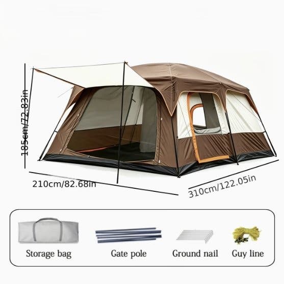 Campingtält med 2 sovrum och förtält