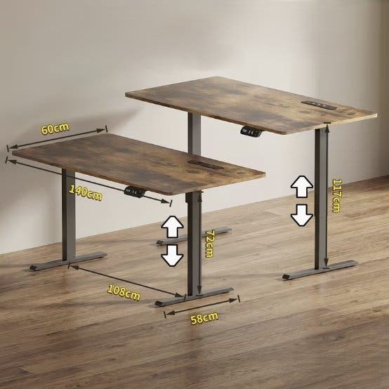 Elektriskt höj- och sänkbart skrivbord 140 × 60 cm