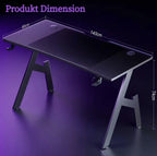 Gamingbord 140 × 60 cm med mugghållare och hörlurskrok