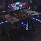 Gamingbord 140 × 60 cm med mugghållare och hörlurskrok