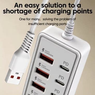 USB-laddstation med 12 portar, USB-A och USB-C PD