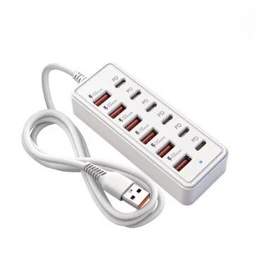 USB-laddstation med 12 portar, USB-A och USB-C PD