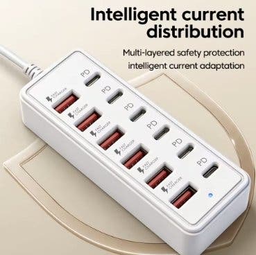 USB-laddstation med 12 portar, USB-A och USB-C PD