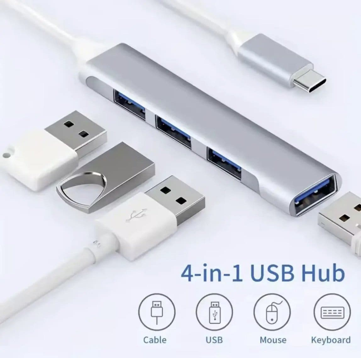 USB-C-hubb 4 portar i aluminium