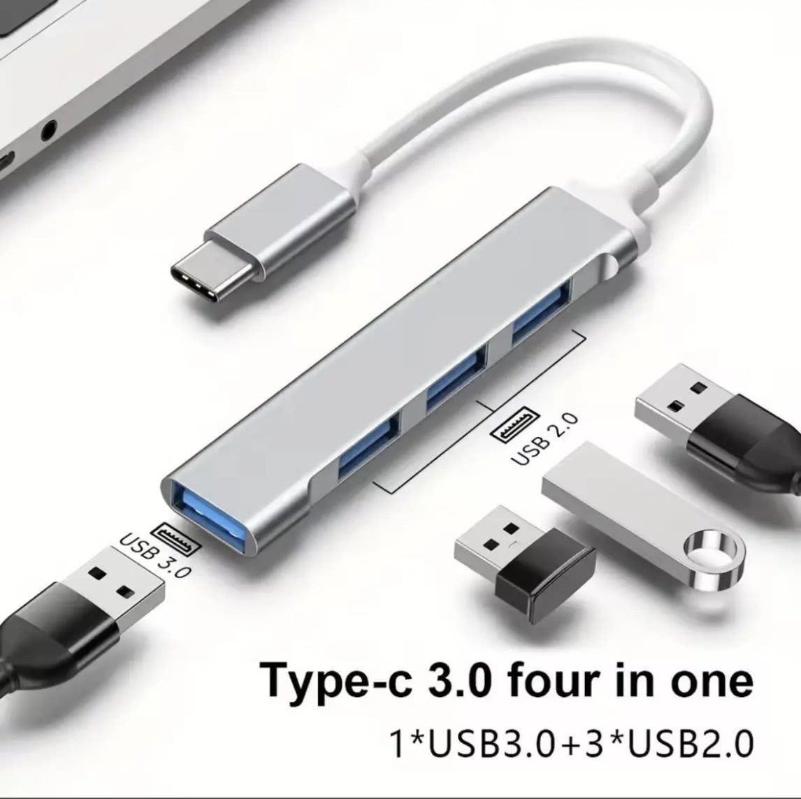 USB-C-hubb 4 portar i aluminium